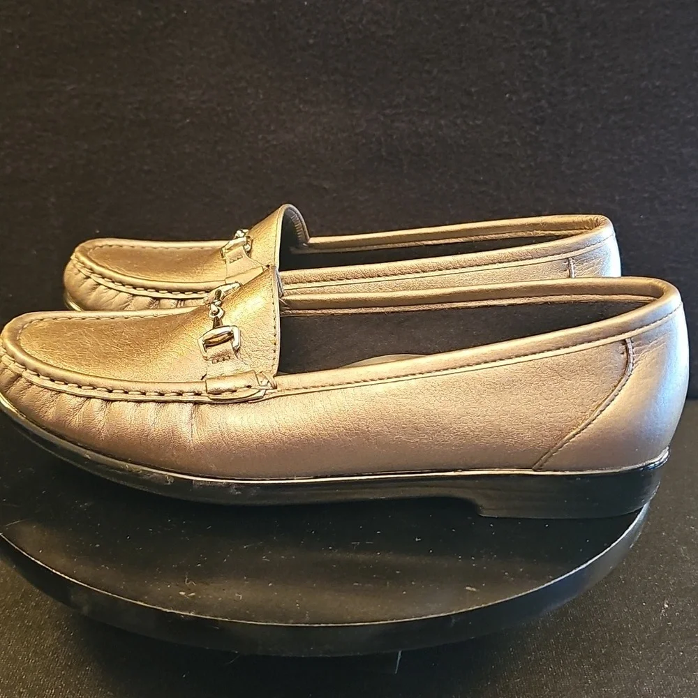 SAS Metro‎ Pewter Leather Loafer With Horsebit Detail